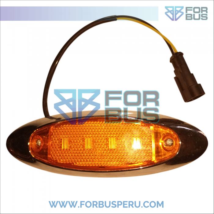 
                FARO LATERAL CAMION 4 LEDS CON CROMADO 24V AMBAR