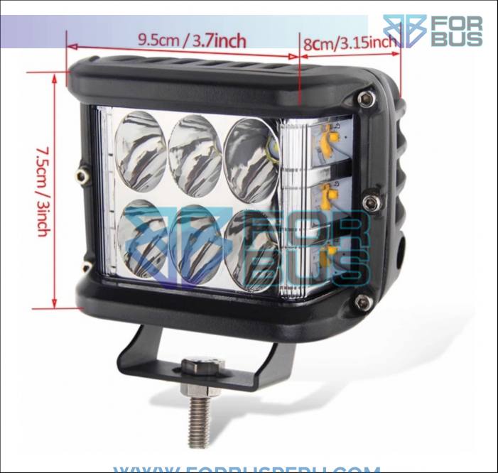 VENTA DE FAROS LED MULTIUSO PARA BUSES Y CAMIONES - FARO LED 6 PUNTOS CON DIRECIONAL BLANCO AMARILLO