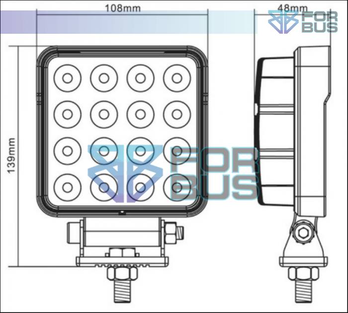 VENTA DE FAROS LED MULTIUSO PARA BUSES Y CAMIONES - FARO LED CUADRADO 16 PUNTOS BLANCO